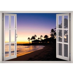 Malibu Beach House Sunset View Window 3D Wall Decal Art Removable Wallpaper Mural Sticker Vinyl Home Decor - thumbnail 2