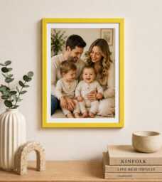 Yellow Slim Brushed Wood Photo Frame Modern Gallery Wall Art Home D??cor - thumbnail 1