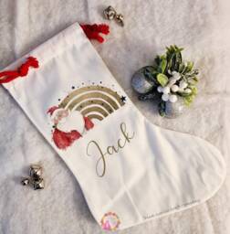 Christmas Stocking, Santa Xmas Decoration, Personalised Gift, Custom