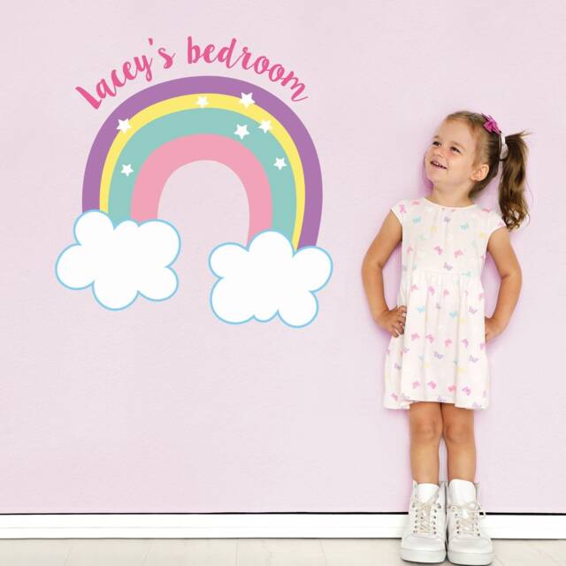 Personalised Rainbow & Clouds Wall Sticker, Unicorn Decal, Room Decor, Decal - image 1