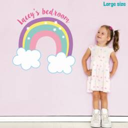 Personalised Rainbow & Clouds Wall Sticker, Unicorn Decal, Room Decor, Decal - thumbnail 4