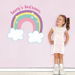 Personalised Rainbow & Clouds Wall Sticker, Unicorn Decal, Room Decor, Decal - thumbnail 1