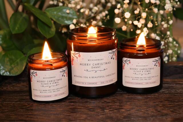 Handmade Soy Wax Christmas Candle With Wooden Wick - Wickharmony - image 1