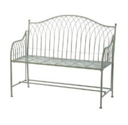 Grey Metal Garden Bench, Love Seat, Furniture, Patio Bench, French Style, Farmhouse, Gothic, Outdoor Seating, Garden Furniture