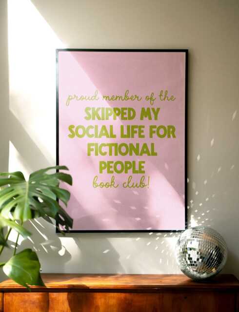 Fictional Friends - Book Poster Art Print Romantasy Funny Antisocial Lover Library Accessories Decor Stay Home Read More Books Romance - image 1