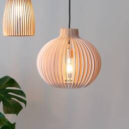 Hanging Lamp Kalle, Wooden Made Of Birch By Rafinesse & Tristesse - thumbnail 1