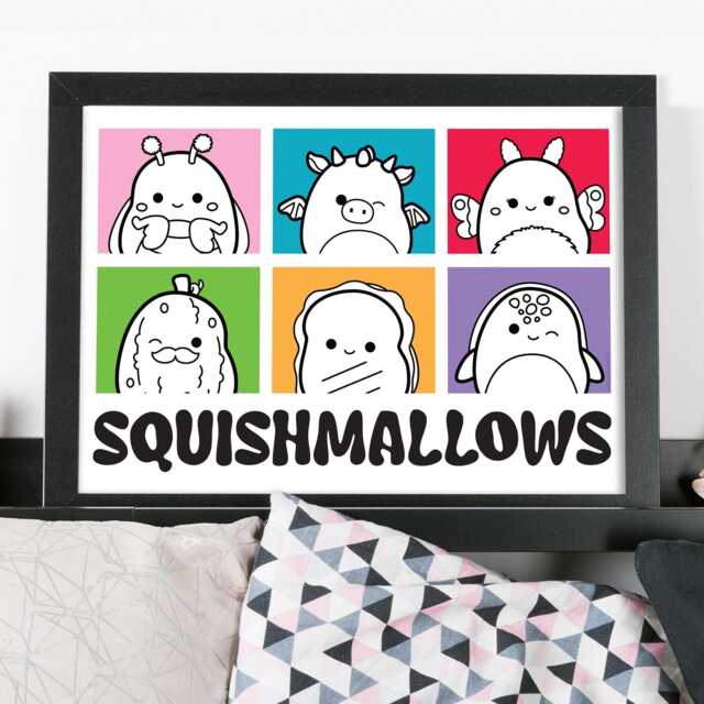 Squishmallows Print - Group Colour Block Sketch Poster Wall Art - image 1