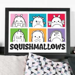 Squishmallows Print - Group Colour Block Sketch Poster Wall Art - thumbnail 1