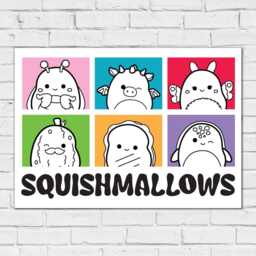 Squishmallows Print - Group Colour Block Sketch Poster Wall Art - thumbnail 2