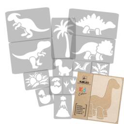 Dinosaur Wall Stencil Set 14 Pcs Reusable Kids Room Decor - thumbnail 1