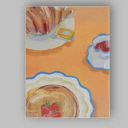 Painterly Pastries & Strawberries Breakfast Still Life Canvas Wall Art Print Decor Picture Ready To Hang - thumbnail 1