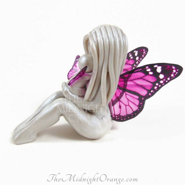 Handmade Mother & Child Butterfly Sculpture Monarch Wing Fairy Figurine - image 1