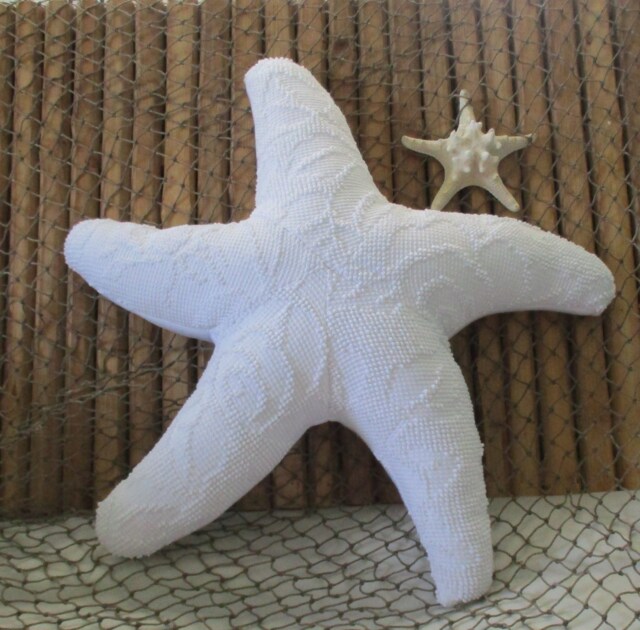 Chenille Hobnail Starfish Pillow Nautical Coastal Decor - image 1