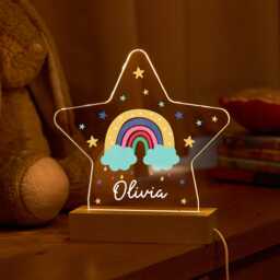 Personalised Star Night Light Custom Name Led Lamp Rainbow Cloud Gift For Kids Nursery Bedroom Baby Room Nightlight Christening Birthday - thumbnail 4