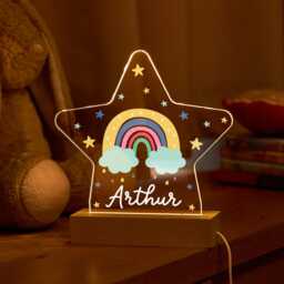 Personalised Star Night Light Custom Name Led Lamp Rainbow Cloud Gift For Kids Nursery Bedroom Baby Room Nightlight Christening Birthday - thumbnail 3