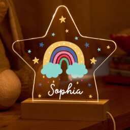 Personalised Star Night Light Custom Name Led Lamp Rainbow Cloud Gift For Kids Nursery Bedroom Baby Room Nightlight Christening Birthday