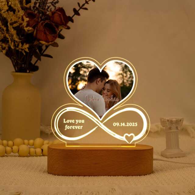 Custom Wedding Night Light For Couple, Personalized Photo Lamp, Just Engaged Gift, Romantic Room Decor, Gift For Girlfriend - image 1