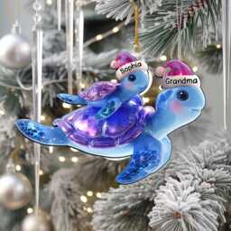 Personalized Sea Turtle Ornament, Grandma & Grandchild Christmas Custom Name Acrylic Cute Gift For - thumbnail 4