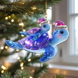 Personalized Sea Turtle Ornament, Grandma & Grandchild Christmas Custom Name Acrylic Cute Gift For - thumbnail 2