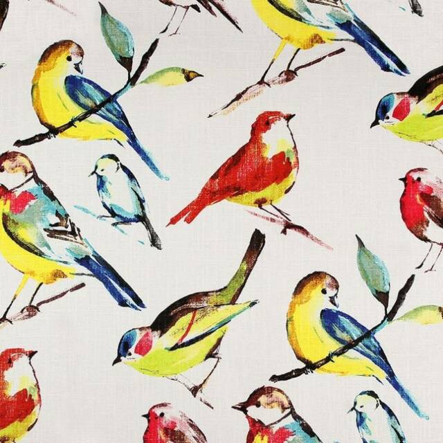"Bird Watcher Decorative Pillow Cover in Red, Yellow, Blue, Brown & White. Custom Sizes ~ 16"", 17"", 18"", 20"" 24"" 26"