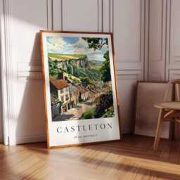 Castleton Village Print Peak District Travel Poster, Derbyshire Wall Art - thumbnail 3