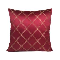 Ruby Red Light Burgundy Decorative Throw Pillow Cover, Satin Blend Farmhouse Cushion Modern Home Decor, Crosshatch Pattern Pillowcase - thumbnail 1