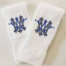 Custom Monogrammed Hand Towel, Personalized Bathroom Embroidered, Made in Nc - thumbnail 2