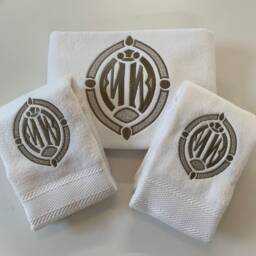 Custom Monogrammed Hand Towel, Personalized Bathroom Embroidered, Made in Nc - thumbnail 3