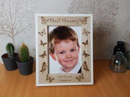 Mothers Day Butterfly Photo Frame, Personalised Heart Gift For Grandmother, Mother, Auntie, Best Mummy, Nanny, From Child, Baby - thumbnail 1