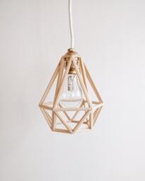 Wooden Pendant Light - Lampshade Industrial Diamond Cage Light Unique Home Decor - thumbnail 1