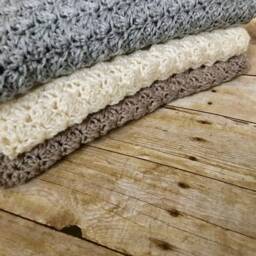 Neutral Baby Blanket Crochet - Brown Shower Gift Grey Welcome - thumbnail 2