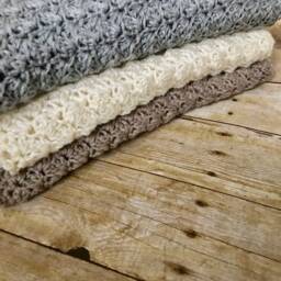 Neutral Baby Blanket Crochet - Brown Shower Gift Grey Welcome - thumbnail 4