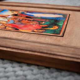 Crucifixion Painting in Handmade Wooden Frame - Us Duty & Customs Included - thumbnail 3