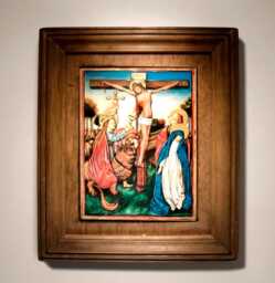 Crucifixion Painting in Handmade Wooden Frame - Us Duty & Customs Included