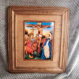 Crucifixion Painting in Handmade Wooden Frame - Us Duty & Customs Included - thumbnail 2