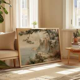 Misty Cliff Poster, Pine Mountain Print, Nature Wall Art, Paper - thumbnail 4