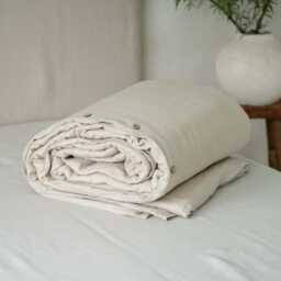 Natural Linen Duvet Cover, Coconut Button Closure, Queen, Twin, King, Custom Bedding - thumbnail 2