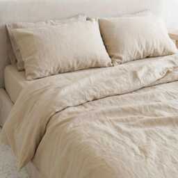 Natural Linen Duvet Cover, Coconut Button Closure, Queen, Twin, King, Custom Bedding