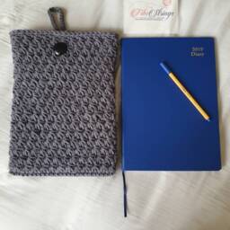Rts - Handmade Crochet Pouch A4 Sleeve Book Accessories Fully Lined With Cotton Print Fabric - thumbnail 3