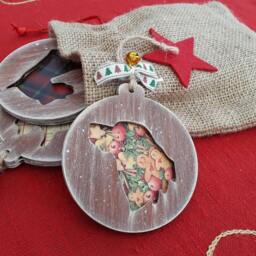 Dog Christmas Ornament Set, Wooden Xmas Baubles in Bag, Handmade Holiday Decor - thumbnail 3