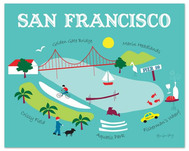 San Francisco Map, Art, Wall Skyline , Sf Ca Art Print, Marina 8 X 10 - Style O-Sf8 - image 1