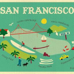 San Francisco Map, Art, Wall Skyline , Sf Ca Art Print, Marina 8 X 10 - Style O-Sf8 - thumbnail 2