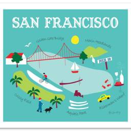 San Francisco Map, Art, Wall Skyline , Sf Ca Art Print, Marina 8 X 10 - Style O-Sf8 - thumbnail 3