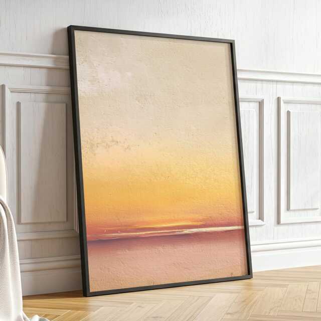 Warm Neutral Glowing Sun Abstract Sky Wall Art Minimalist Desert Aura Painting Earthy Beige Terracotta Modern Boho Print Tranquil Decor - image 1