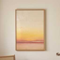 Warm Neutral Glowing Sun Abstract Sky Wall Art Minimalist Desert Aura Painting Earthy Beige Terracotta Modern Boho Print Tranquil Decor - thumbnail 3