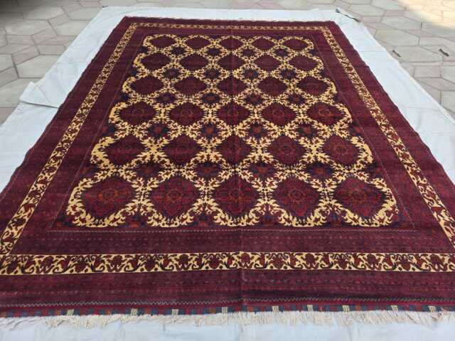10x13 Ft Afghan Khamyab Rug - Turkmen Geometric Wool Area Carpet For Living Room - image 1
