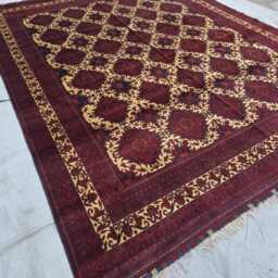 10x13 Ft Afghan Khamyab Rug - Turkmen Geometric Wool Area Carpet For Living Room - thumbnail 2
