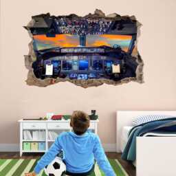 Airplane Cockpit Aircraft Wall Stickers Mural Decal Poster Print Art Kids Bedroom Home Office Decor Bl17 - thumbnail 1