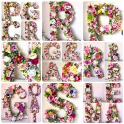 3D Flower Letters, Large Floral Woodland Wall Decor, Nursery Art, Baby Shower Gift, Initials, Girl Gift - thumbnail 2