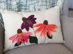 Cone Flower Outdoor Pillow Cover Appliqued Floral Lumbar - 12x18 - thumbnail 1